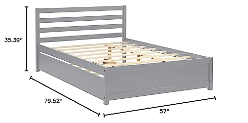 Full Size Bed with Trundle , Solid Wood Full Platform Bed with Pull Out Trundle Bed for Kids Girls Boys ,No Box Spring Needed