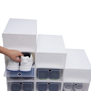ETKEGHIP Shoe Organizer Shoe Storage Boxes, 24PCS Shoe Box Organizer Foldable Storage Plastic Clear Box Stackable For Small Kit Magazines Books Shoes
