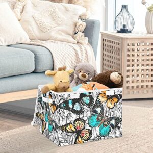 innewgogo Butterfly Storage Bins with Lids for Organizing Baskets Cube with Cover with Handles Oxford Cloth Storage Cube Box for Bed Room