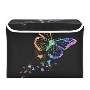 innewgogo butterfly storage bins with lids for organizing dust-proof storage bins with handles oxford cloth storage cube box for room
