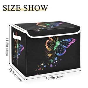 innewgogo Butterfly Storage Bins with Lids for Organizing Dust-proof Storage Bins with Handles Oxford Cloth Storage Cube Box for Room