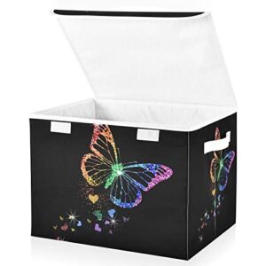 innewgogo Butterfly Storage Bins with Lids for Organizing Dust-proof Storage Bins with Handles Oxford Cloth Storage Cube Box for Room