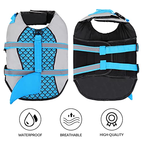 ASENKU Dog Life Jackets, Ripstop Dog Life Vest with Reflective Strip,Dog Shark Life Jackets Dog Lifesavers Swimsuits for Swimming Boating, Blue Shark S