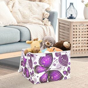 innewgogo Butterflies Flowers Storage Bins with Lids for Organizing Closet Organizers with Handles Oxford Cloth Storage Cube Box for Dog Toys