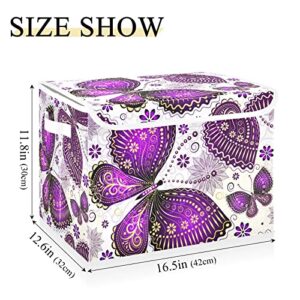 innewgogo Butterflies Flowers Storage Bins with Lids for Organizing Closet Organizers with Handles Oxford Cloth Storage Cube Box for Dog Toys