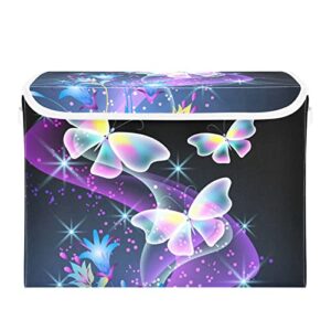 innewgogo flowers butterfly storage bins with lids for organizing large collapsible storage bins with handles oxford cloth storage cube box for dog toys