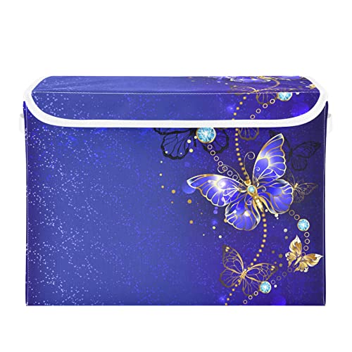 innewgogo Jewelry Butterfly Storage Bins with Lids for Organizing Large Collapsible Storage Bins with Handles Oxford Cloth Storage Cube Box for Car