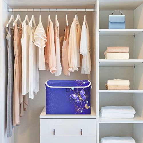 innewgogo Jewelry Butterfly Storage Bins with Lids for Organizing Large Collapsible Storage Bins with Handles Oxford Cloth Storage Cube Box for Car