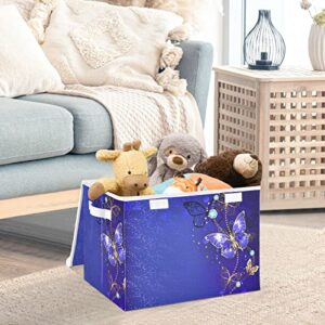 innewgogo Jewelry Butterfly Storage Bins with Lids for Organizing Large Collapsible Storage Bins with Handles Oxford Cloth Storage Cube Box for Car