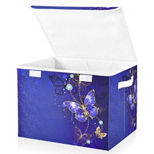 innewgogo Jewelry Butterfly Storage Bins with Lids for Organizing Large Collapsible Storage Bins with Handles Oxford Cloth Storage Cube Box for Car