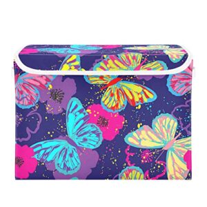 innewgogo butterflies painting storage bins with lids for organizing collapsible storage cube bin with handles oxford cloth storage cube box for car