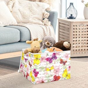 innewgogo Flowers Butterflies Storage Bins with Lids for Organizing Storage Baskets with Handles Oxford Cloth Storage Cube Box for Room