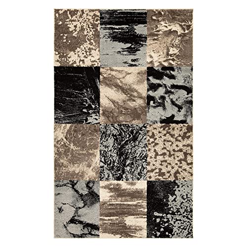 SUPERIOR Indoor Large Area Rug, Modern Abstract Style with Jute Backing, Floor Decor for Office, Living Room, Dorm, Kitchen, Dining, Entryway, Hardwood Throw, Brentwood Collection, 8' x 10', Beige