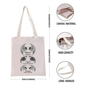 G2TUP ACOTAR Inspired Gift Rhysand Azriel Cassian Reusable Canvas Tote Bag A Court of Thorns and Roses Shopping Bag Bat Boys Fan Club Gift (Rhysand Azriel Cassian Handbag)