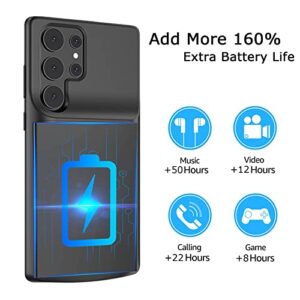 Battery Case for Galaxy S23 Ultra, 4800mAh Slim Portable Rechargeable Protective Battery Pack Charging Case Compatible with Samsung Galaxy S23 Ultra (6.8 inch) Extended Battery Charger Case (Black)