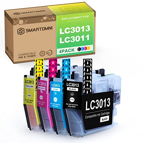 S SMARTOMNI LC3013 LC3011 Compatible Ink Cartridge Replacement for Brother LC 3013 LC 3011 Ink Cartridge for Brother MFC-J690DW MFC-J895DW MFC-J491DW MFC-J497DW Color 4-Pack Set (KCMY)