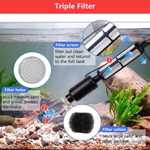 hygger Electric Fish Tank Gravel Cleaner Kit,Removable Water Changer,Sand Washer Filter,Automatic Change Water,Aquarium Cleaning Tool Set,Remove Dirt, Change Water, Wash Sand,Water Circulation 18W