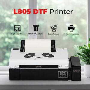 PUNEHOD A4 DTF Printer L805 Transfer Printer with 100% Transfer Rate for DIY T-Shirt, Hoodie, and Fabric Printing (Printer + Oven + 100pcs Films)