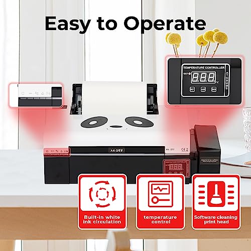 PUNEHOD A4 DTF Printer L805 Transfer Printer with 100% Transfer Rate for DIY T-Shirt, Hoodie, and Fabric Printing (Printer + Oven + 100pcs Films)