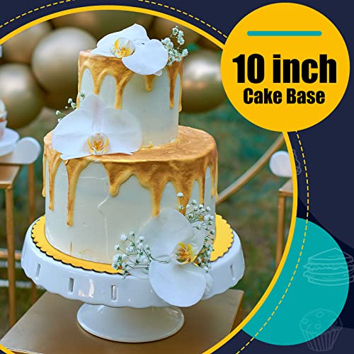 50 Pack 10 inch Gold Cake Boards Circle Rounds Cake Boards Scallop Edge Cakeboard Disposable Cake Base Grease Proof Cardboard Perfect for New Year Wedding Birthday Cake Decorating