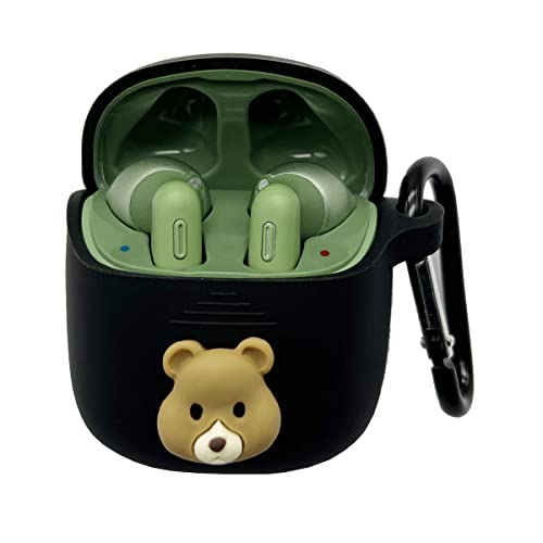 Cartoon Kawaii Case for JBL Tune 220/225 TWS Earbuds, Seadream Portable 3D Cute Bear Animal Cartoon Silicone Scratch Shock Resistant Protective Cover with Carabiner (Bear)