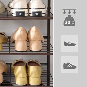 SONGMICS 4-Tier Shoe Rack and 8-Tier Storage Rack Bundle, Shoe Organizer, Sturdy Narrow Shoe Shelf, Adjustable Feet, Vertical Shoes Rack Tower for Entryway, Bronze ULMR067A01 and ULMR028A01