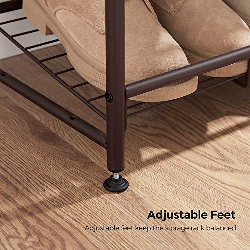 SONGMICS 4-Tier Shoe Rack and 8-Tier Storage Rack Bundle, Shoe Organizer, Sturdy Narrow Shoe Shelf, Adjustable Feet, Vertical Shoes Rack Tower for Entryway, Bronze ULMR067A01 and ULMR028A01