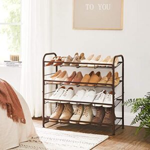 SONGMICS 4-Tier Shoe Rack and 8-Tier Storage Rack Bundle, Shoe Organizer, Sturdy Narrow Shoe Shelf, Adjustable Feet, Vertical Shoes Rack Tower for Entryway, Bronze ULMR067A01 and ULMR028A01