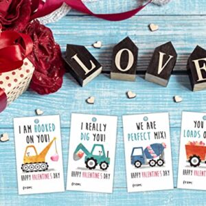 2.1" x 3.5" Valentine's Day Gift Wrap Tags | Construction Theme Happy Valentine's Day Gift Wrapping Decorations and Supplies for Kids | 40 Gift Tags with Strings-DP-001