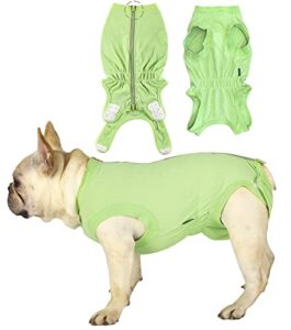 sychien dog recovery suit large for female spay,male post surgery recovery combed cotton bodysuit,green xxl