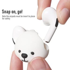 DATIMIRA Compatible with Airpod Holder Stand with Hand Strap, Cute Bear Silicone Headphone Holder Replacement for Apple AirPods pro 2 2022 and pro 2019,White