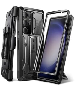 tongate for samsung galaxy s23 ultra case with sliding camera cover, [with front frame] dual layer military grade protection belt-clip & kickstand phone case for galaxy s23 ultra, black