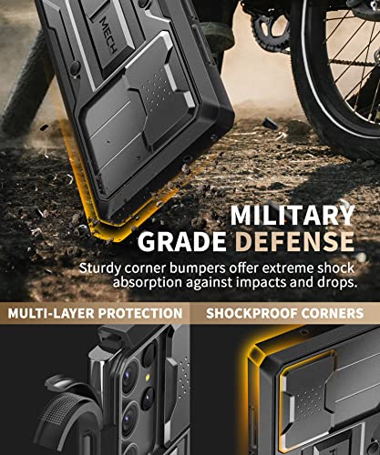 Tongate for Samsung Galaxy S23 Ultra Case with Sliding Camera Cover, [with Front Frame] Dual Layer Military Grade Protection Belt-Clip & Kickstand Phone Case for Galaxy S23 Ultra, Black