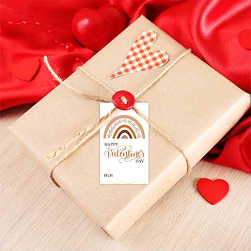 Valentine's Day Gift Tag, Rainbow Theme Valentine Hang Tags with Strings(40 Pack), Happy Valentine's Day Hang Tags Gift Wrapping Decorations and Supplies for Boys Girls(QRJDP-004)