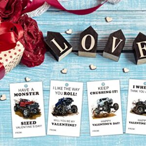 2.1" x 3.5" Valentine's Day Gift Wrap Tags | Truck and Car Theme Happy Valentine's Day Gift Wrapping Decorations and Supplies for Kids | 40 Gift Tags with Strings-DP-003