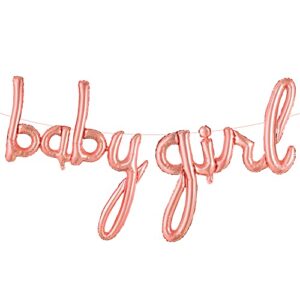 katchon, baby girl balloons letters - 37 inch | rose gold baby girl balloon, baby shower decorations | its a girl balloon for baby girl shower decorations | its a girl sign, gender reveal decorations
