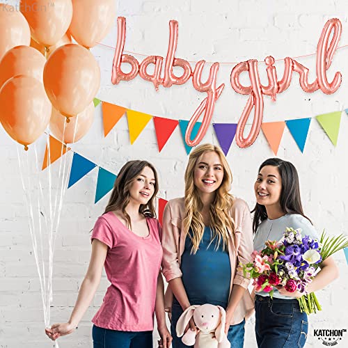 KatchOn, Baby Girl Balloons Letters - 37 Inch | Rose Gold Baby Girl Balloon, Baby Shower Decorations | Its A Girl Balloon for Baby Girl Shower Decorations | Its A Girl Sign, Gender Reveal Decorations