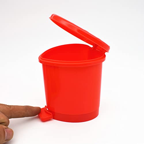 Toddmomy 1PCS Mini Desktop Trash Can with Swing Lid,Cute Strawberry Rubbish Bin Tiny Trash Can Countertop Garbage Can for Desk Car Office Kitchen,Red