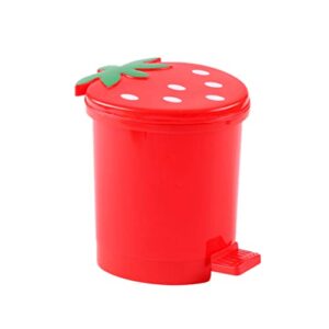 Toddmomy 1PCS Mini Desktop Trash Can with Swing Lid,Cute Strawberry Rubbish Bin Tiny Trash Can Countertop Garbage Can for Desk Car Office Kitchen,Red