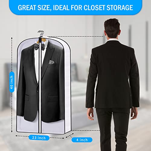 40" Clear Garment Bags for Hanging Clothes Storage with 4" Gussetes, Moth Proof Suits Bags for Closet Storage Travel, Clothing Storage Bags for Coat, Jacket, Sweater, Shirts, 4 Packs