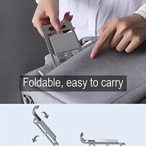 Folding Cell Phone Stand, Adjustable Desktop Phone Holder Dock Compatible with Phone 14 13 12, Plus, Pro, Pro Max, Samsung Galaxy S22 S10, 4-10 inch Tablet (Silver)