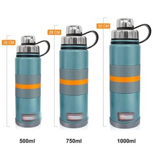 XDCHLK Stainless Steel Thermos Flask Vacuum Sports Tumbler Heat Preservation Water Bottle Portable Mug Insulated Cup (Color : Black, Size : 1000ml)