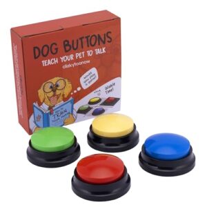 dog buttons for communication – talking pet button set – teach dogs to communicate – train pets with recordable voice commands – connect, bond & have fun – colorful behaviour aids for puppies