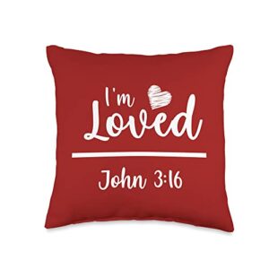 jesus & christian valentines day gifts clothing religious valentines christian bible loved john 3 16 throw pillow, 16x16, multicolor