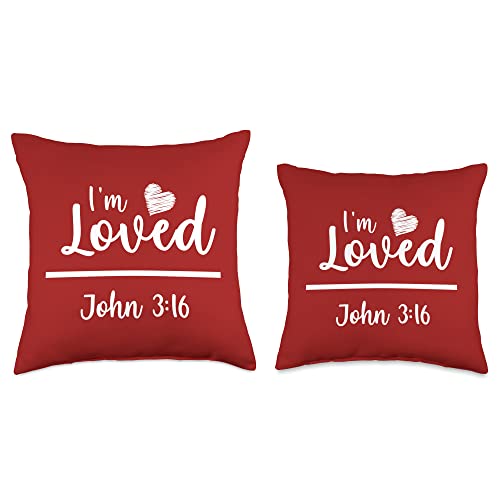 Jesus & Christian Valentines Day Gifts Clothing Religious Valentines Christian Bible Loved John 3 16 Throw Pillow, 16x16, Multicolor