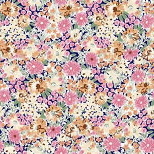 texco inc rayon spandex small flowers/ 4-way stretch jersey knit ditsy floral print/maternity, apparel, diy fabric, pink peach 2 yards