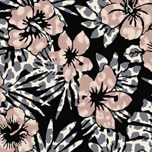texco inc rayon spandex tropical/ 4-way stretch jersey knit floral print/maternity, apparel, diy fabric, black blush 1 yard