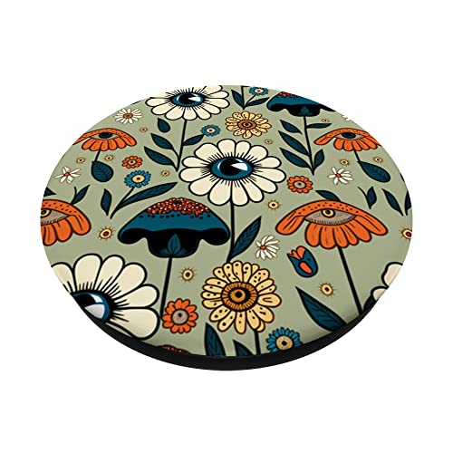 Cottagecore Mushroom Flower Hippie 60s 70s Aesthetic Style PopSockets Swappable PopGrip