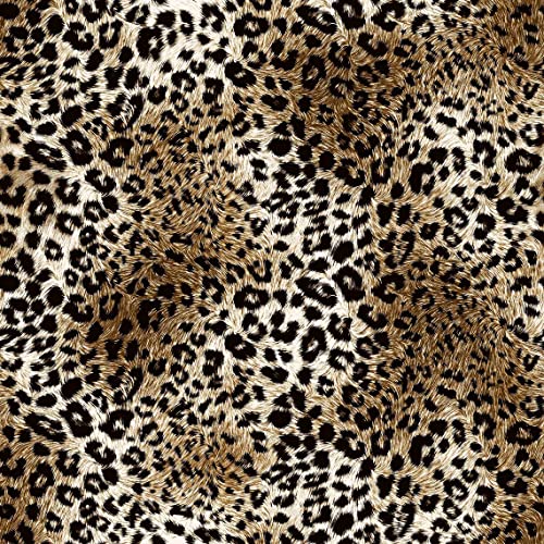 Texco Inc Poly Spandex Leopard/Animal Power Mesh Fabric/4-Way Stretch Knit Prints Athletic Wear Apparel Fabric, DIY Fabricc, Golden Brown Black 2 Yards