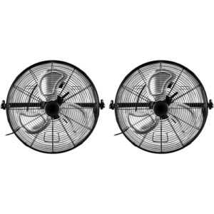 healsmart 20 inch high velocity 3 speed, black wall-mount fan, 2-pack